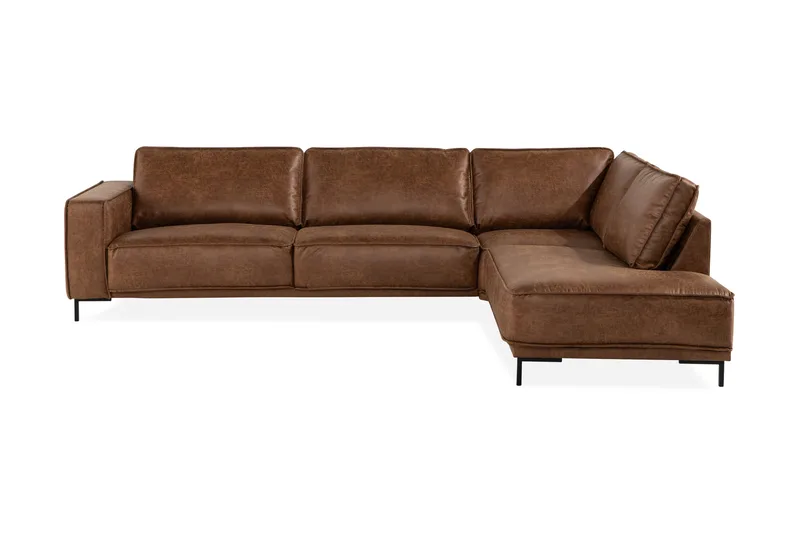 Akron 2,5-seters Sofa med Sjeselong Høyre Lær, Brun