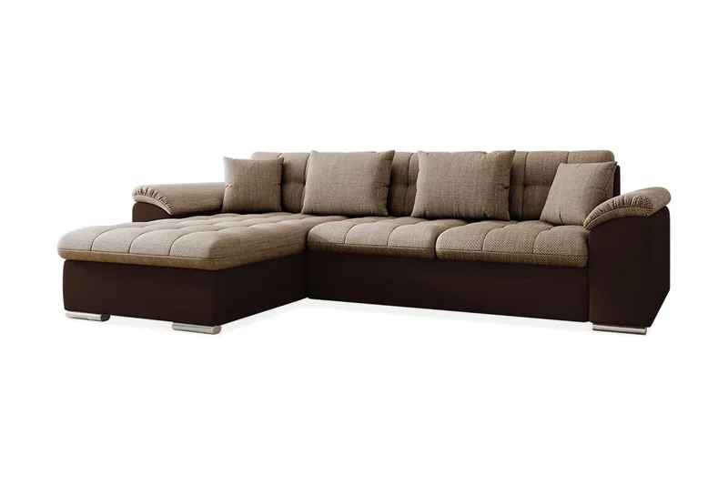 Camior Divansovesofa 4-seter Venstre Kunstlær, Beige/Brun