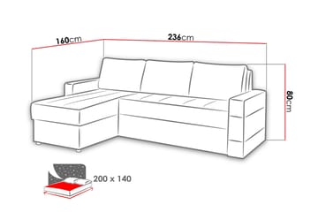 Gordia Divansovesofa 234x82x156 cm - Møbler - Sofaer - Skinnsofaer
