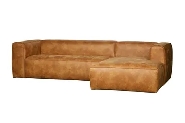 Harlow Divan sofa Høyre Ekte lær - Cognac - Møbler - Sofaer - Sofa med sjeselong - 4 seters sofa med divan