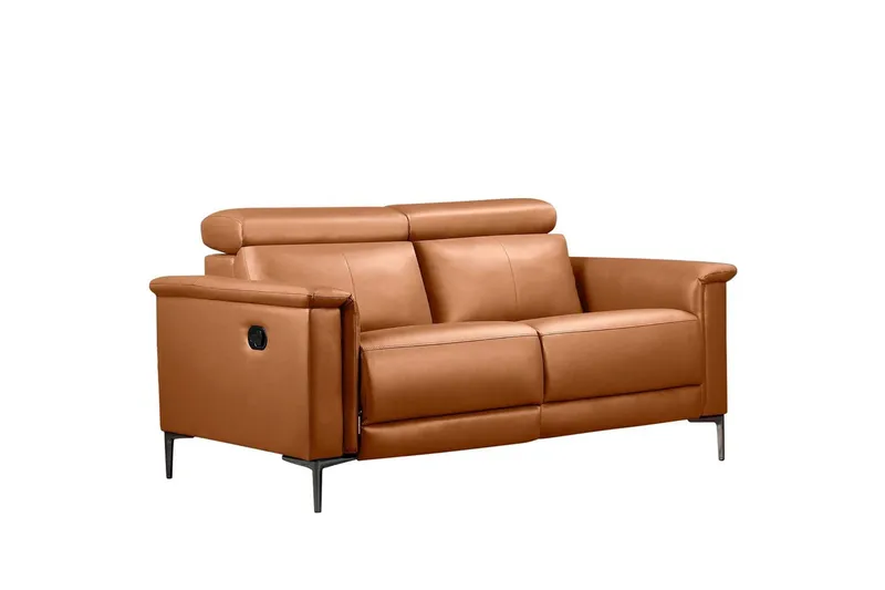 Sofa 2-seter Lund Kognac, PU, Manuell hvilestol, Kognac, PU, Manuell hvilestol
