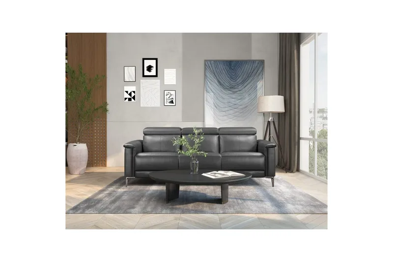 Sofa 3-seter Lund Grå, PU, Elektrisk recliner - Grå, PU, Elektrisk recliner - Møbler - Sofaer - Sofa 3 seter