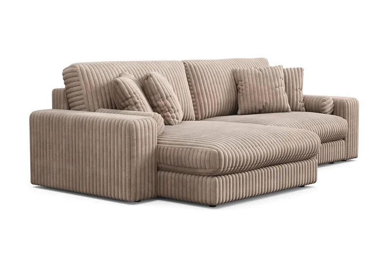 Arken Lyx 4-seter Vendbar L-formet Dyp Divansofa i Manchester - Greige - Møbler - Sofaer - Sofa med sjeselong