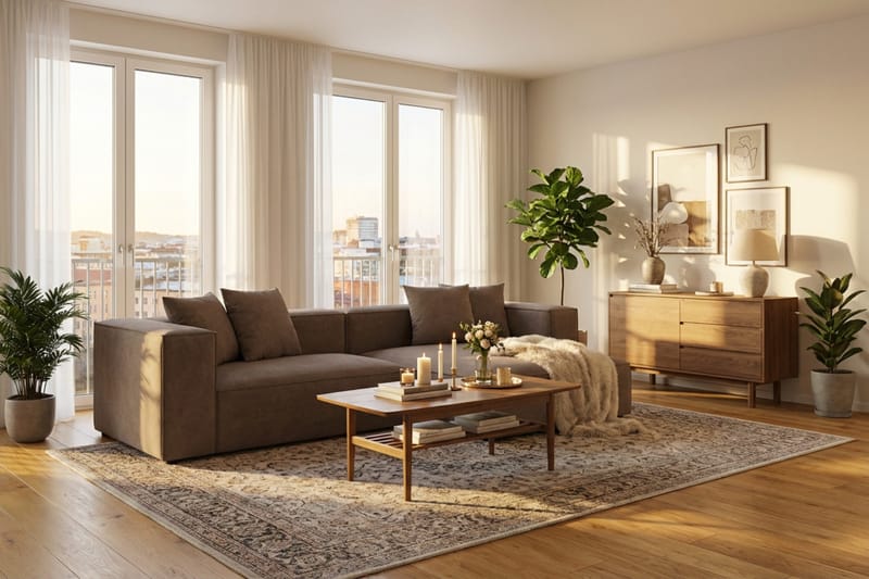 Havana 3-seters Lav Sofa med vendbar divan - Brun - Møbler - Sofaer - Sofa med sjeselong