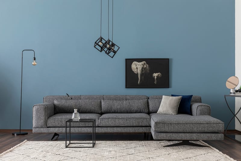Jivago Divansofa Høyre - Grå/Svart - Møbler - Sofaer - Sofa med sjeselong