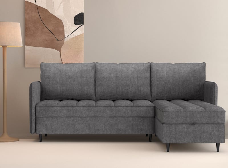 Lindhus Sofa med Divan 3-seter - Grå - Møbler - Sofaer - Sofa med sjeselong
