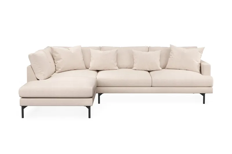 Menard 4-seters Venstrevendt Dyp L-formet Sjeselongsofa i Stoff, Beige