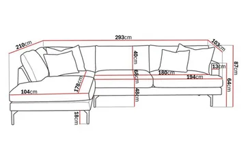 Menard 4-seters Venstrevendt Dyp L-formet Sjeselongsofa i Stoff - Beige - Møbler - Sofaer - Sofa med sjeselong