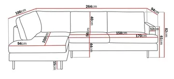 Menard Compact 4-seters Venstrevendt L-formet Sjeselongsofa i Manchester - Mørk grønn - Møbler - Sofaer - Sofa med sjeselong