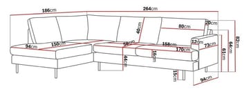 Menard Compact 4-seters Venstrevendt L-formet Sjeselongsofa i Manchester - Mørk grønn - Møbler - Sofaer - Sofa med sjeselong