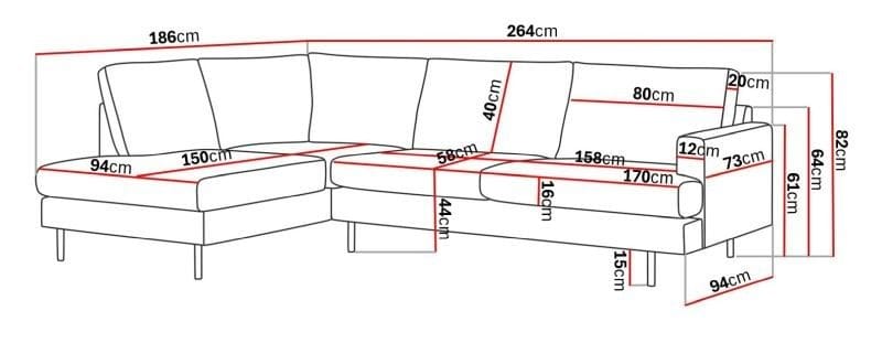 Menard Compact 4-seters Venstrevendt L-formet Sjeselongsofa i Manchester - Mørk grønn - Møbler - Sofaer - Sofa med sjeselong