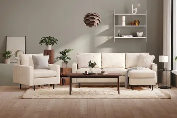 Peppe 3-seters Vendbar L-formet Divansofa i Manchester - Beige - Møbler - Sofaer - Sofa med sjeselong