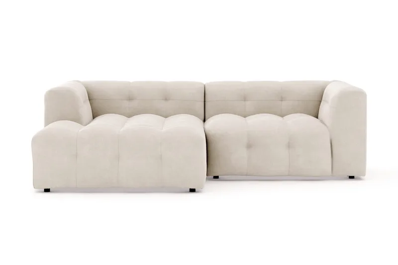Puffy 3-seters boblete sofa med divan venstre, Beige