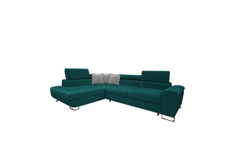 Reginia Sofa med Sjeselong 3-seter, Turkis/Lys grå