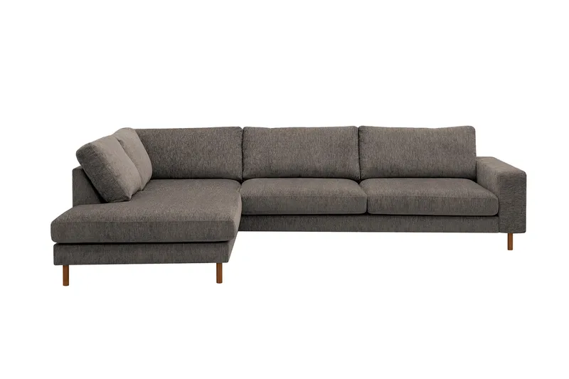 Scandi Dyp 4-seters sofa med sjeselong venstre i chenille, Grå