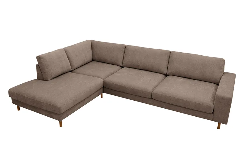 Scandi Dyp 4-seters sofa med sjeselong venstre i stoff - Mørkebrun - Møbler - Sofaer - Sofa med sjeselong