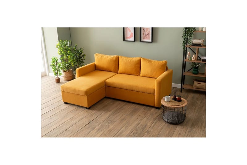 Tareen Sofa med Divan 3-seter - Sennepsgul - Møbler - Sofaer - Sovesofaer - Sovesofa divan