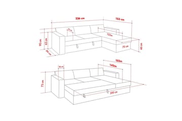Tareen Sofa med Divan 3-seter - Sennepsgul - Møbler - Sofaer - Sovesofaer - Sovesofa divan
