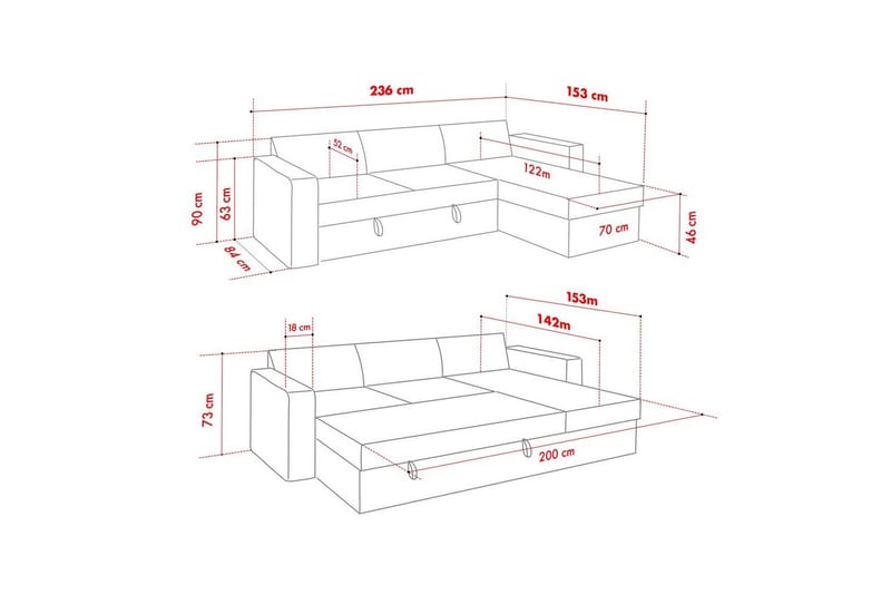 Tareen Sofa med Divan 3-seter - Sennepsgul - Møbler - Sofaer - Sovesofaer - Sovesofa divan