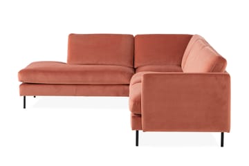 Teodin 2,5-seters Fløyelssofa med Sjeselong Venstre - Rosa - Møbler - Sofaer - Sofa med sjeselong