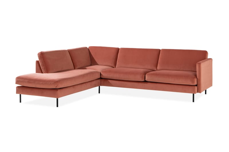 Teodin 2,5-seters Fløyelssofa med Sjeselong Venstre - Rosa - Møbler - Sofaer - Sofa med sjeselong