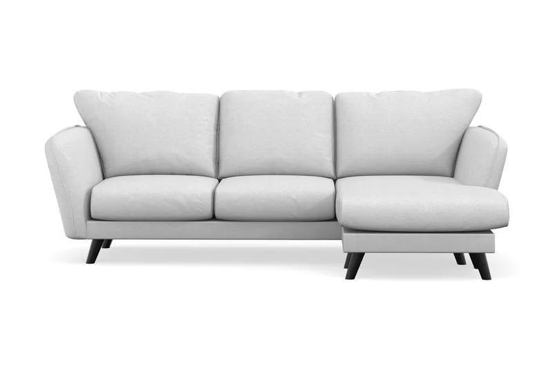 Trend Lyx 3-seters Høyrevendt L-formet Sjeselongsofa i Stoff, Lysegrå
