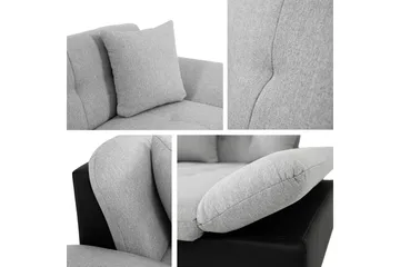 Vananda Sofa med Sjeselong 3-seter i Kunstlær - Svart / Grå - Møbler - Sofaer - Sofa med sjeselong