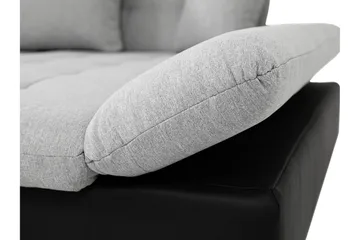 Vananda Sofa med Sjeselong 3-seter i Kunstlær - Svart / Grå - Møbler - Sofaer - Sofa med sjeselong