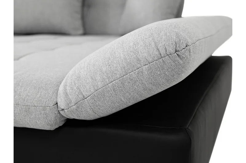 Vananda Sofa med Sjeselong 3-seter i Kunstlær - Svart / Grå - Møbler - Sofaer - Sofa med sjeselong