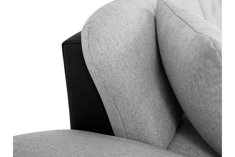 Vananda Sofa med Sjeselong 3-seter i Kunstlær - Svart / Grå - Møbler - Sofaer - Sofa med sjeselong