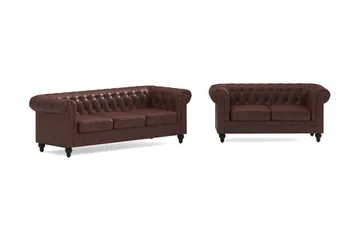 Chesterfield Lyx Sofagruppe 3-seter + 2-seter - Brun - Møbler - Sofaer - Sofagrupper - Chesterfield sofagruppe