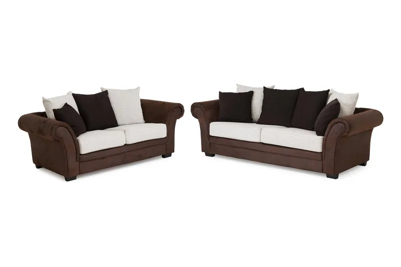 Toronto Sofagruppe 2-seter+3-seter, Brun/Beige