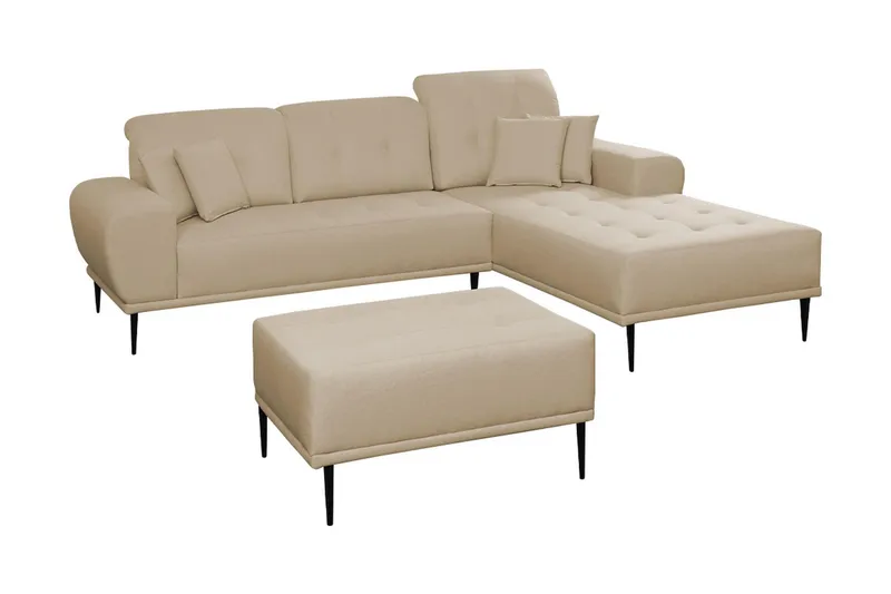 Rapale Sofagruppe Høyre med Fotskammel, Beige