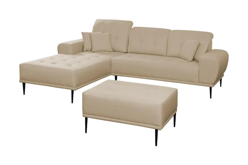 Rapale Sofagruppe Venstre med Fotskammel, Beige