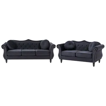 Sofagruppe Skien - Svart - Møbler - Sofaer - Sofagrupper - Chesterfield sofagruppe