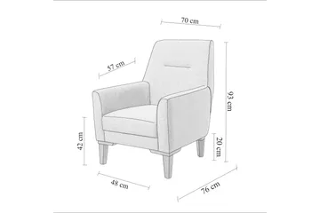 Wyong Sofagruppe 3-seters Sofa + Lenestol - Grå - Møbler - Sofaer - Sofagrupper