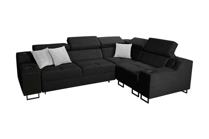 4-seters Sovesofa Høyre, Svart