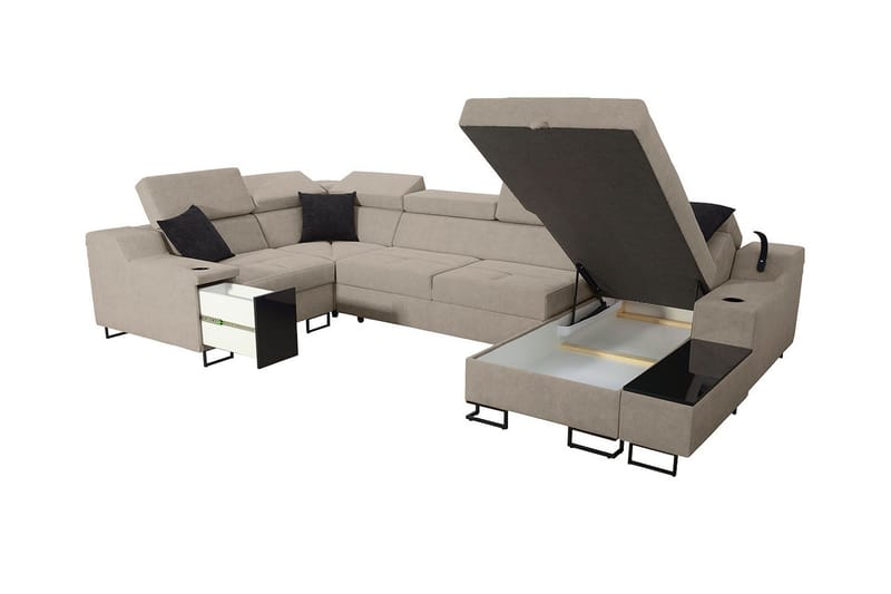 5-seters Sovesofa Høyre - Beige - Møbler - Sofaer - Sovesofaer
