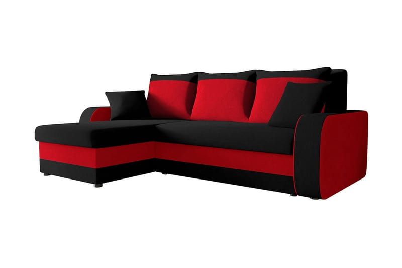 Alvared 3-seters Hjørnesovesofa Universal, Grå/Rød