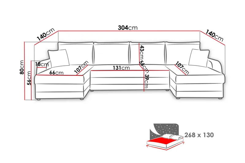 Alvared 4-seters Sovesofa med Dobbeldivan med Oppbevaring - Fløyel/Svart/Grå - Møbler - Sofaer - Sovesofaer