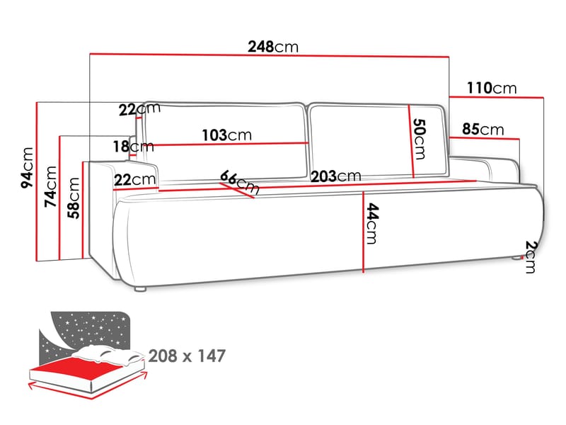 Avignon Sovesofa 3-seter - Beige - Møbler - Sofaer - Sovesofaer