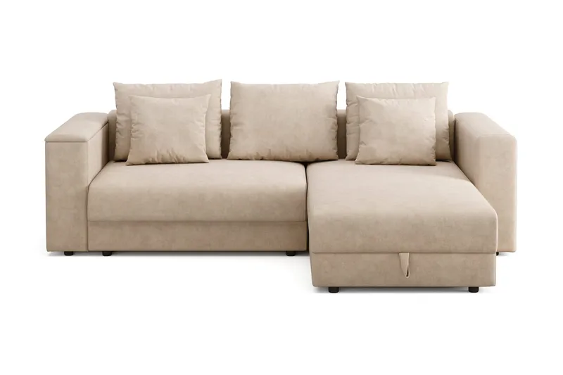 Bergen Ekstra dyp, 3-seters sovesofa med vendbar sjeselong og oppbevaring, Beige