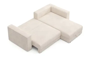 Bergen Ekstra dyp, 3-seters sovesofa med vendbar sjeselong og oppbevaring i manchester - Beige - Møbler - Sofaer - Sovesofaer