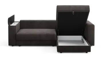 Bergen Ekstra dyp, 3-seters sovesofa med vendbar sjeselong og oppbevaring i manchester - Mørkegrå - Møbler - Sofaer - Sovesofaer