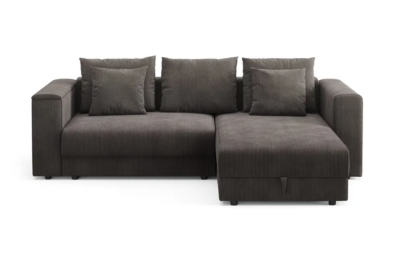 Bergen Ekstra dyp, 3-seters sovesofa med vendbar sjeselong og oppbevaring i manchester - Mørkegrå - Møbler - Sofaer - Sovesofaer