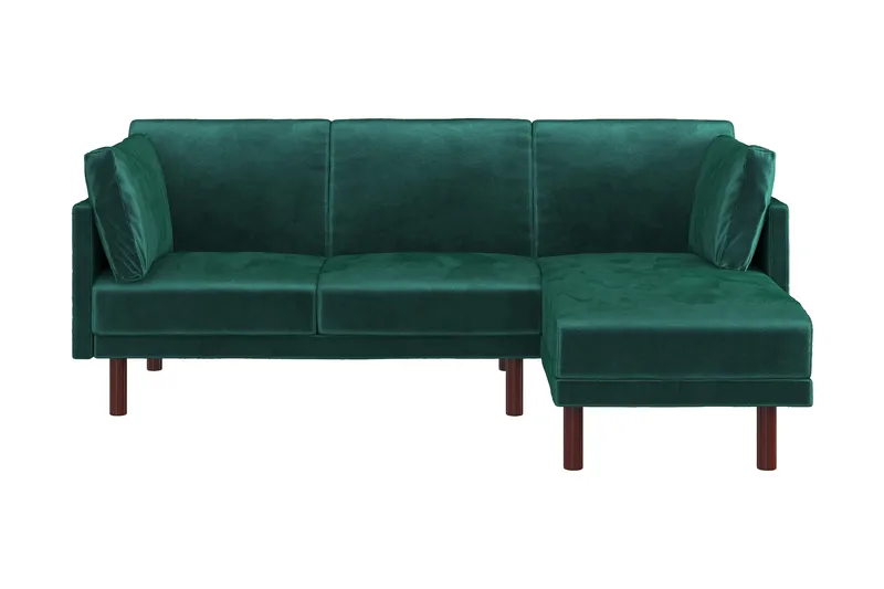 Clair 3-seters Sovesofa med Sjeselong Justerbar Fløyel/Grønn, Dorel Home