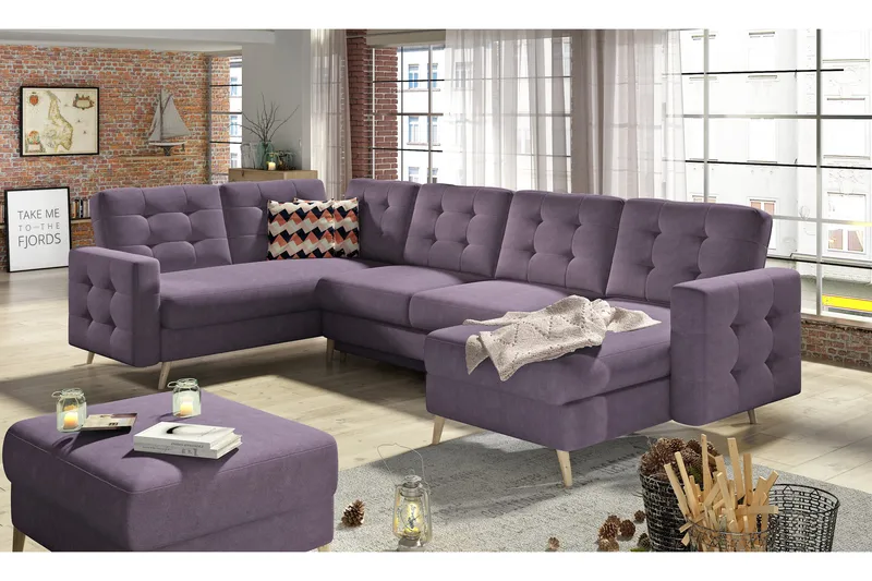 Deadra Sovesofa med Dobbeldivan, Lilla