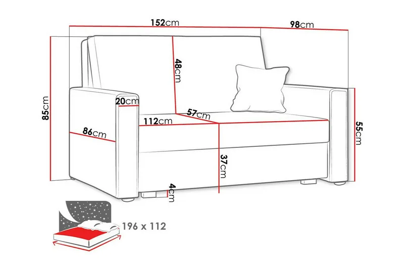 Denegal 2-sits Bäddsoffa Dark grey - Møbler - Sofaer - Sovesofaer