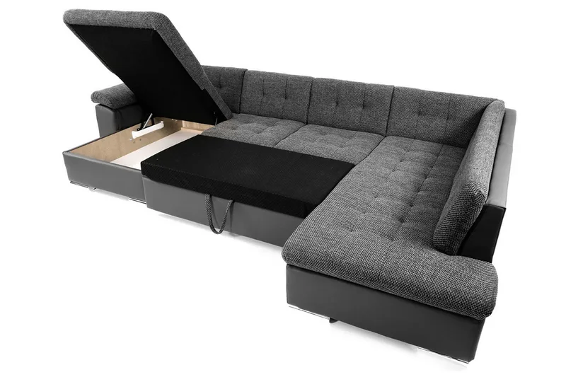 Dynir Hjørnesovesofa Divan med Oppbevaring Høyre - Hvit/Lysegrå - Møbler - Sofaer - Sovesofaer