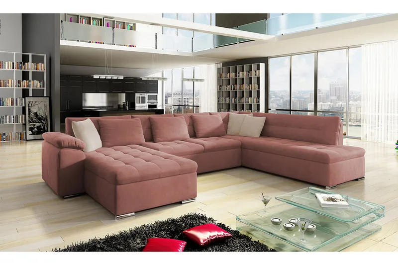 Dynir Sovesofa m. Divan og Sjeselong 4-seters, Rosa